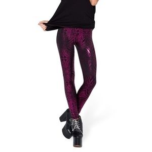 Blackmilk Clothing GEOMETRIC FLORAL PINK LEGGINGS